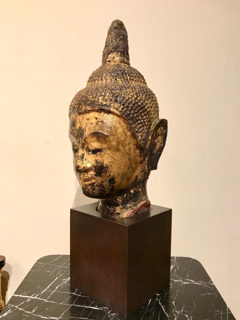 Other Gilt Lacquer Thai Head of Buddha