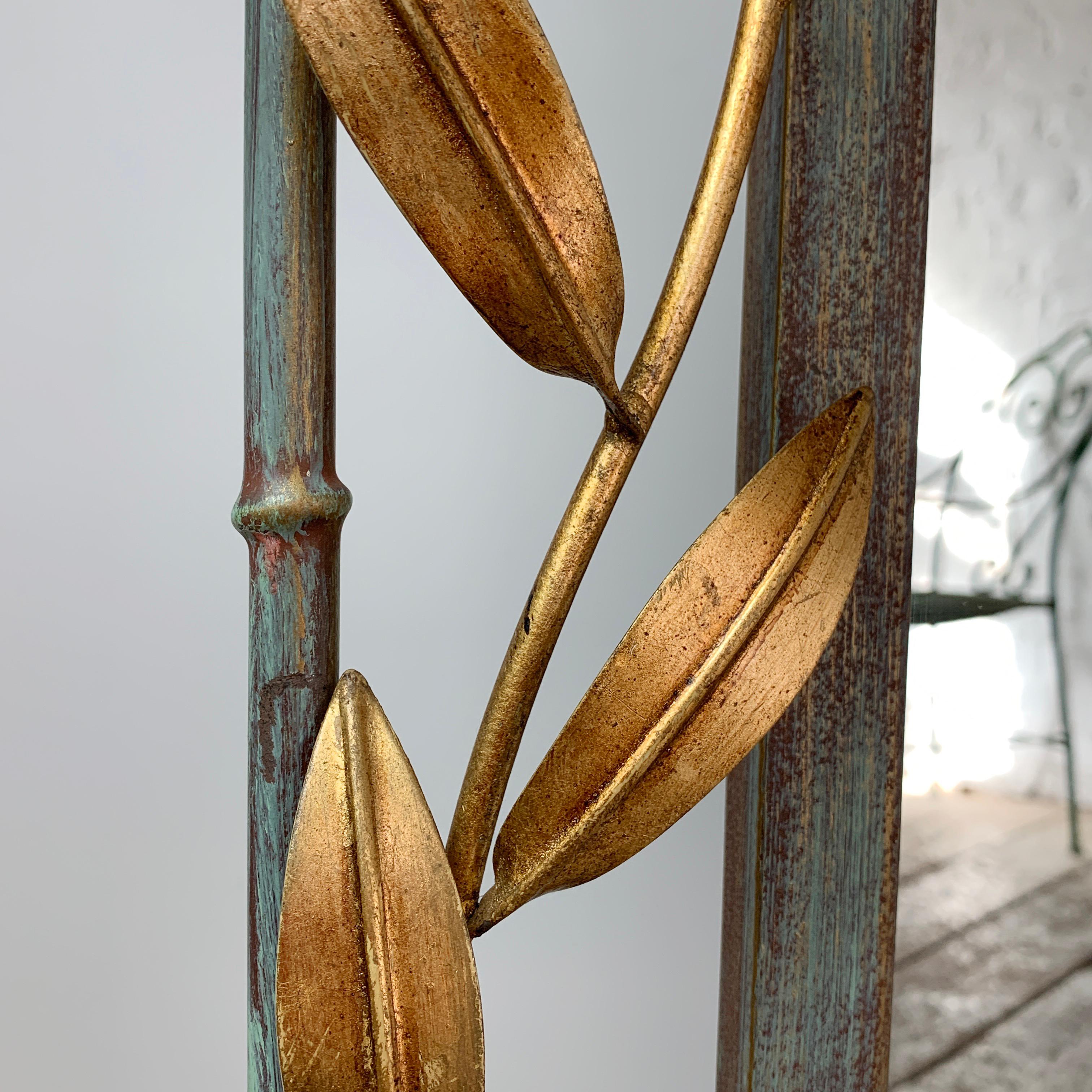 Gold Leaves with Green, Faux Bamboo Mirror  4