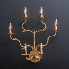 Gilt Leaf Wall Sconce, Italy 1960s - 2 Available