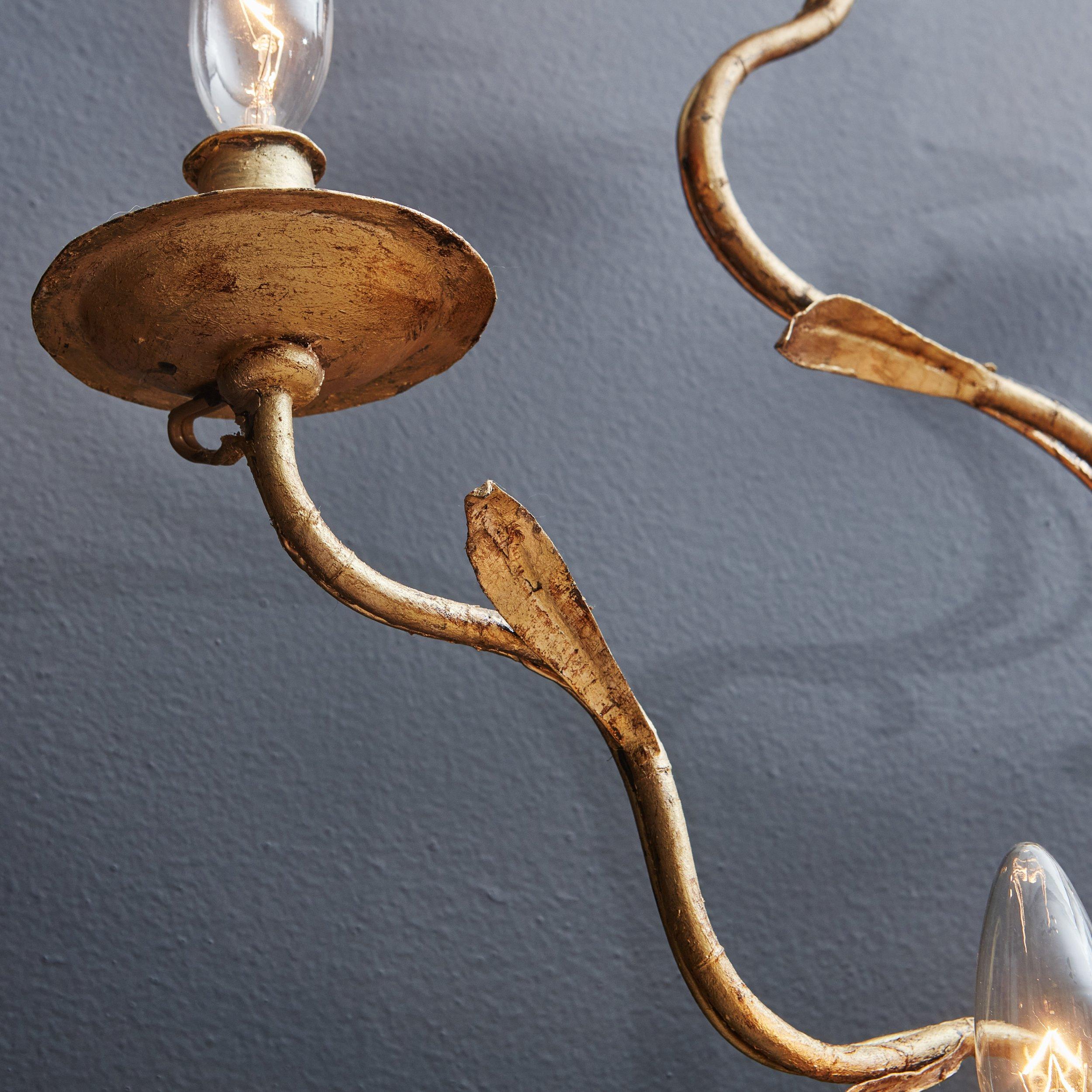 Mid-20th Century Gilt Leaf Wall Sconce, Italy 1960s - 2 Available For Sale