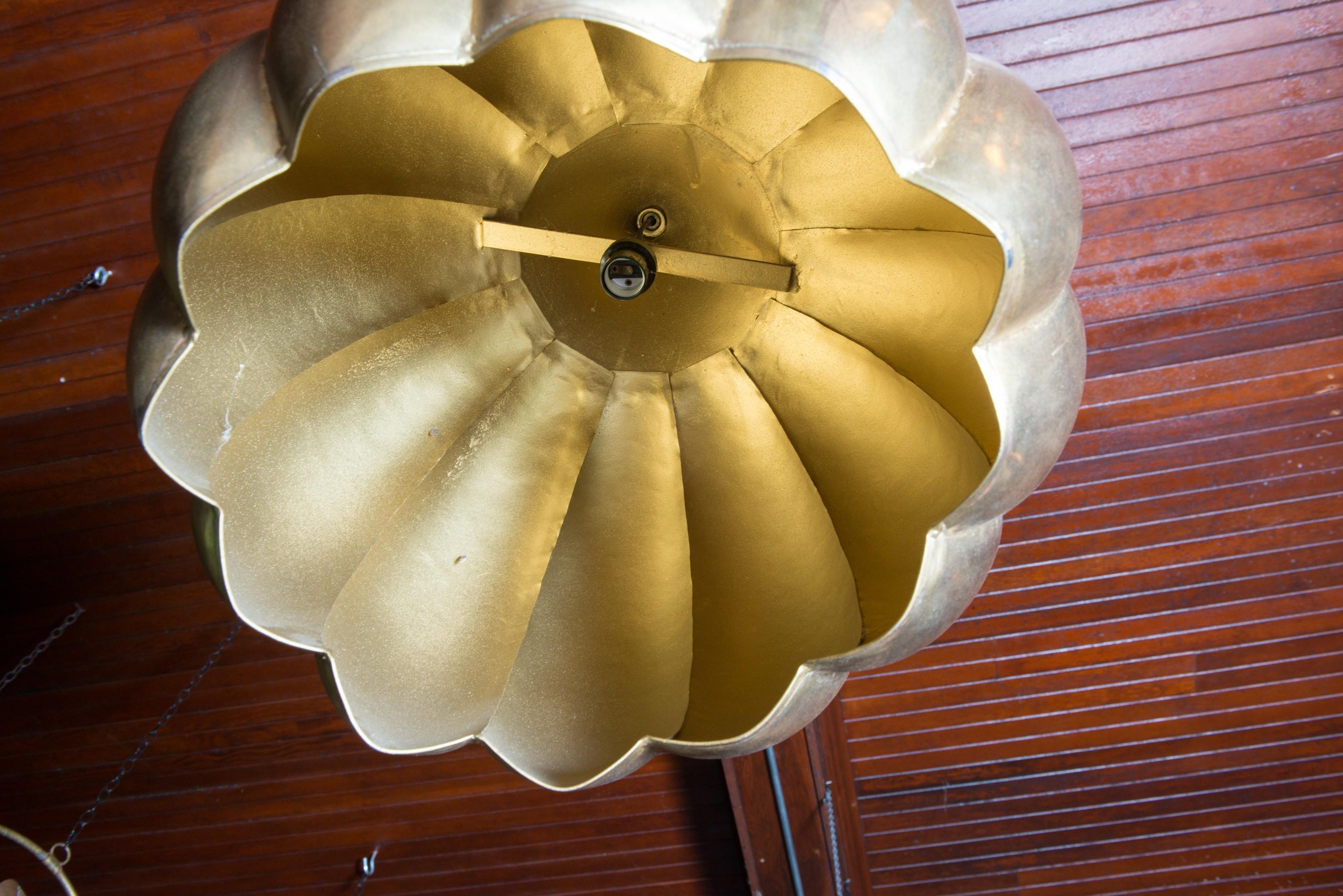 Gilt Lotus Form Pendant Chandelier 1