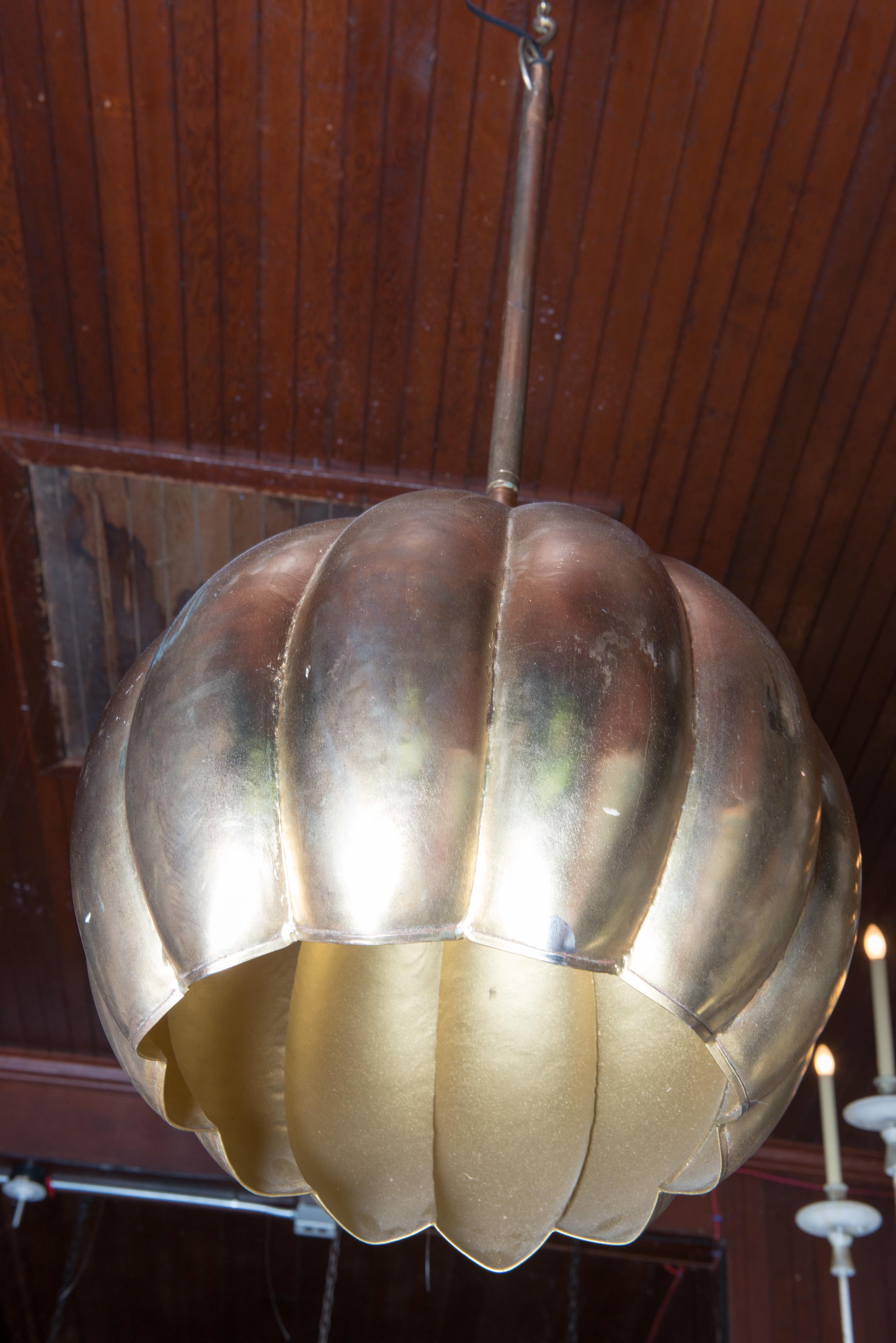 Gilt Lotus Form Pendant Chandelier 4
