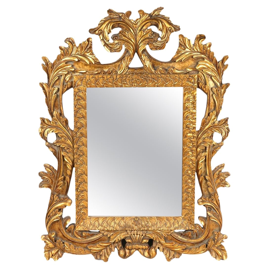 Gilt Luxury Wall Mirror Rare Wooden Antique Rococo English Floral Console Mirror