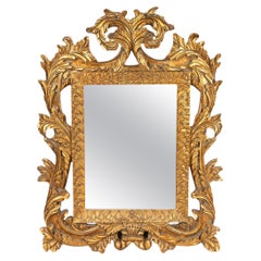 Espejo de Pared Dorado de Lujo Raro Espejo de Consola Floral Inglés Rococó Antiguo de Madera