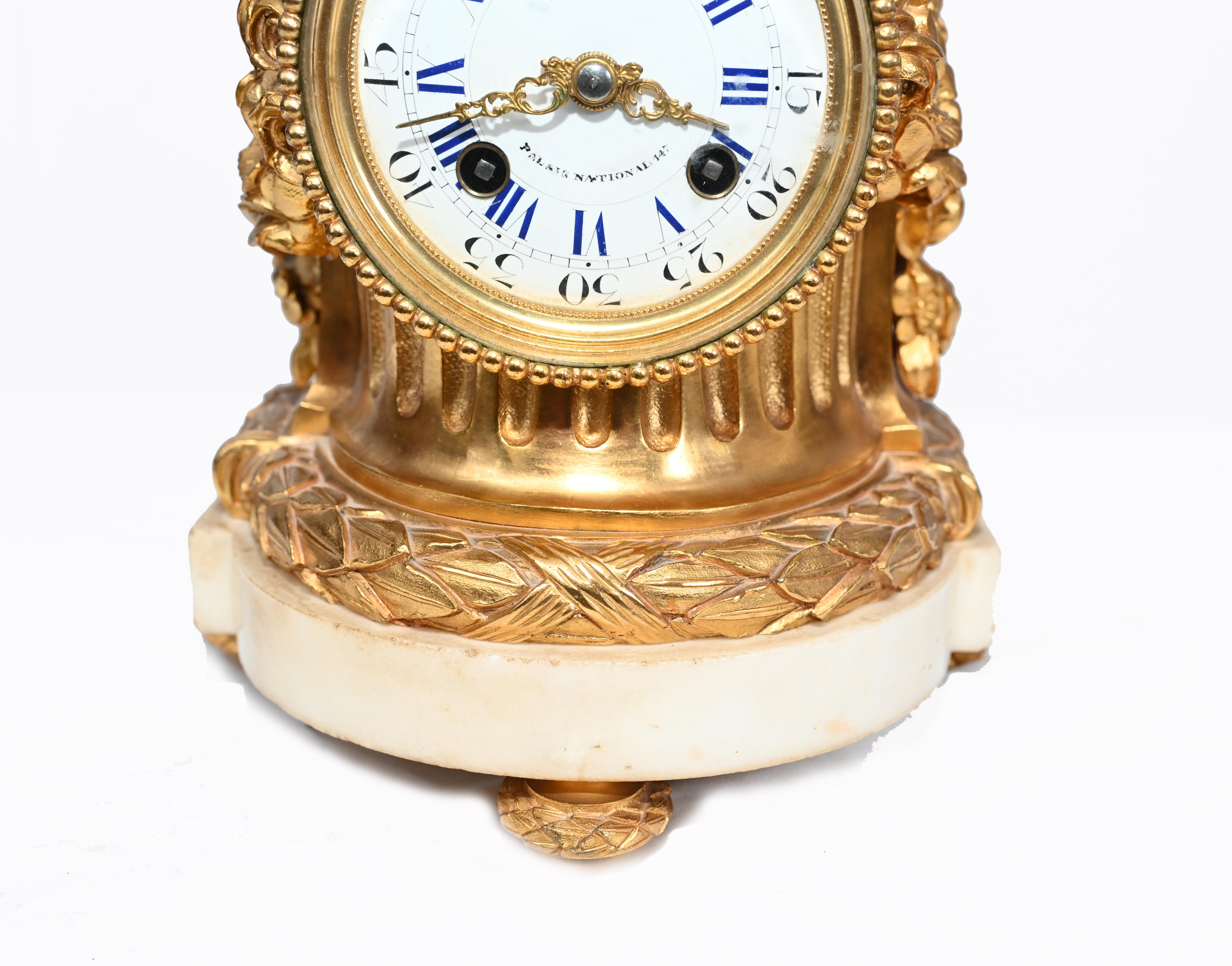 Gilt Mantle Clock French Cherub Ormolu Antique Timepiece 1