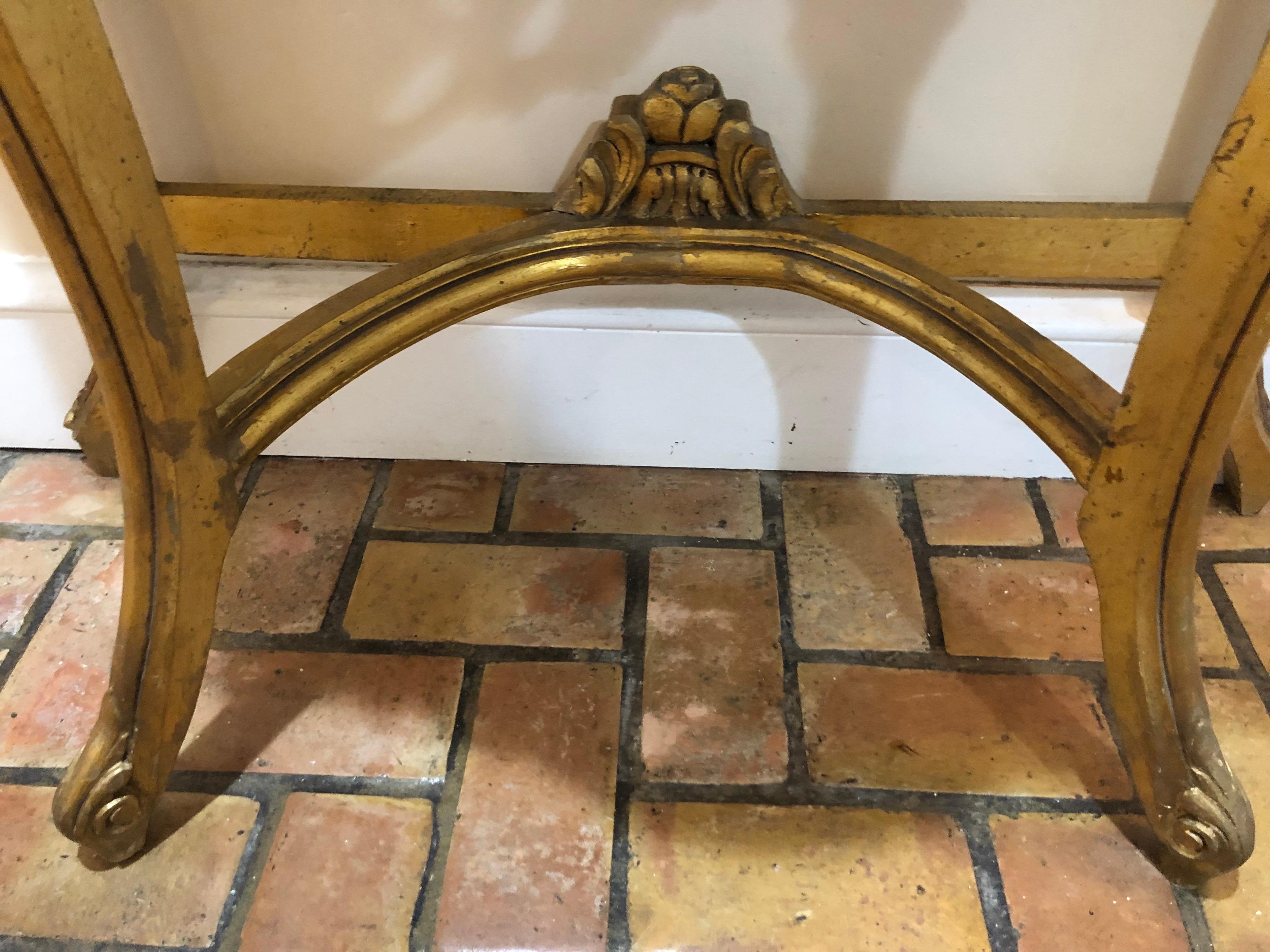 French Gilt Marble Top Demilune Table and Mirror For Sale 10