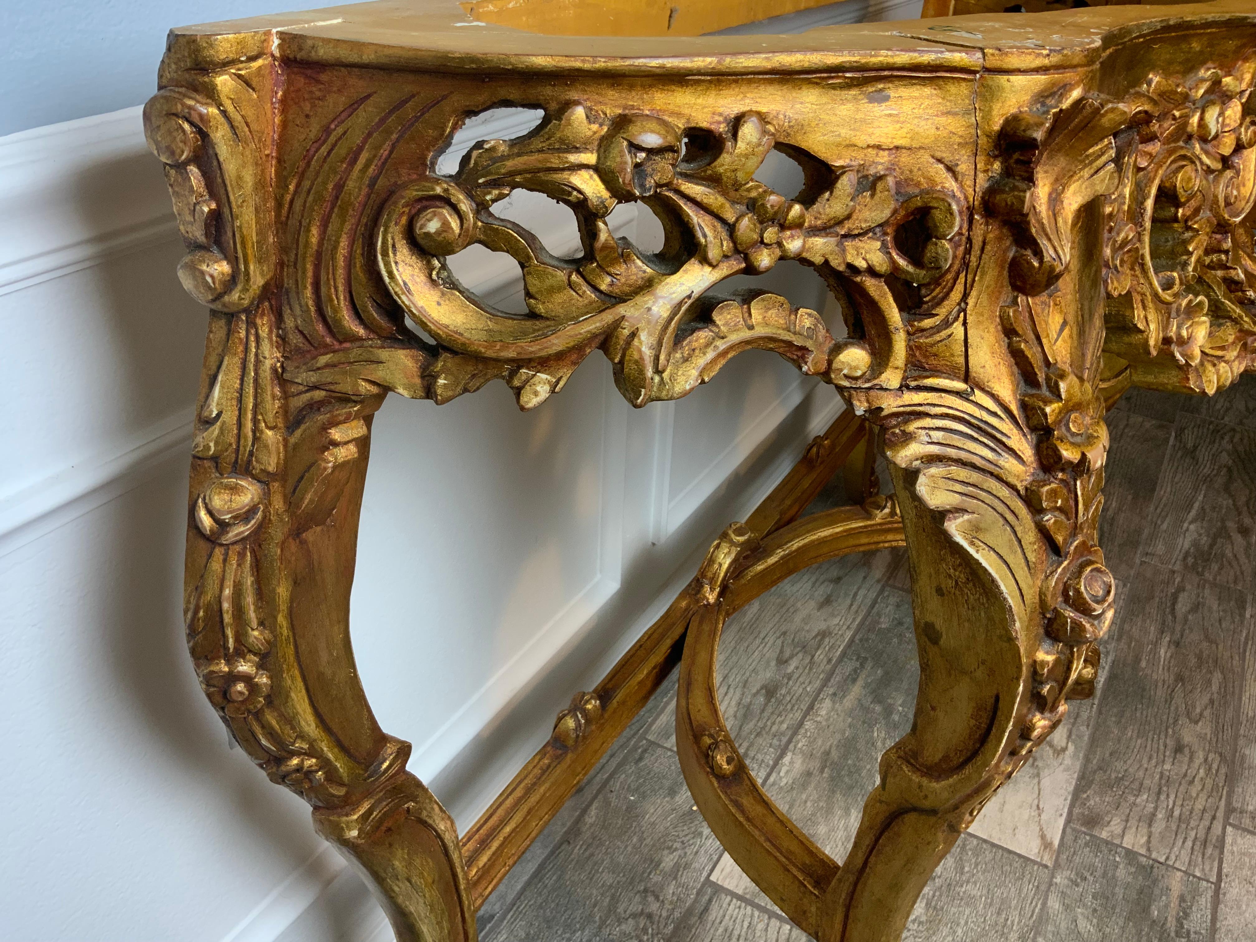 Gilt Marble Top Console Table 4