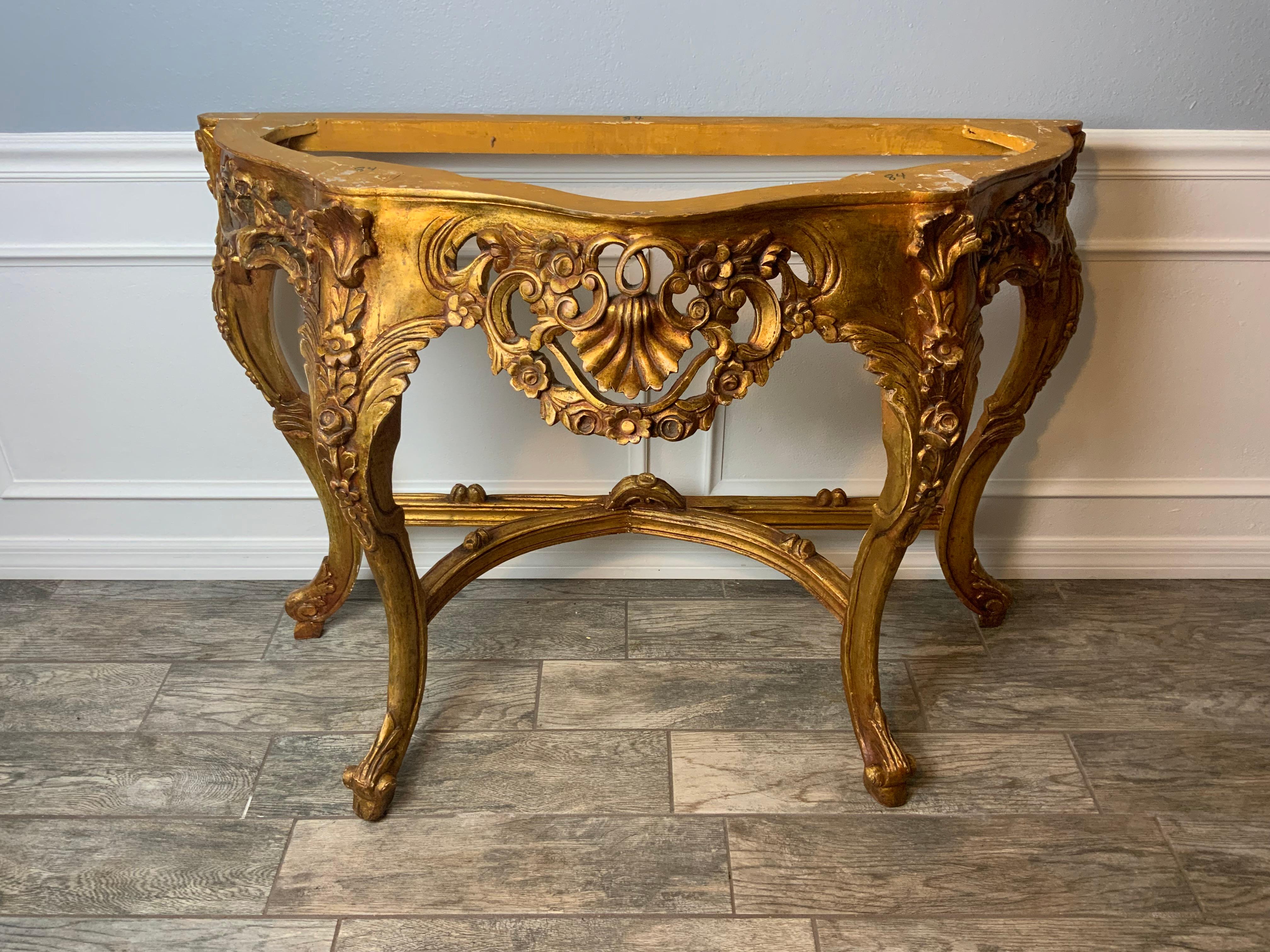 Gilt Marble Top Console Table 8