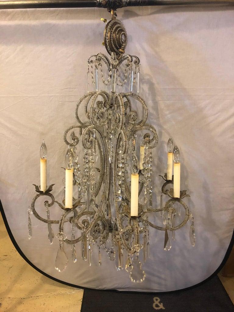Fine Beaded and Crystal Venetian Style Chandelier In Good Condition In Plainview, NY
