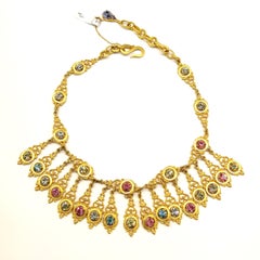 Gilt metal and coloured paste 'gypsy-style' necklace, att. Christian Dior, c1954
