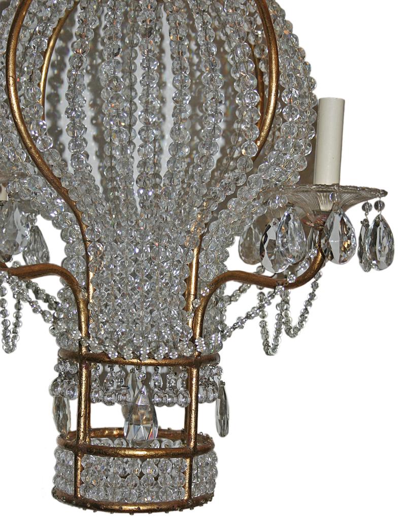 French Gilt Metal and Crystal Balloon Chandelier For Sale