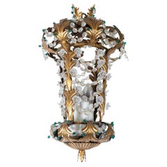 Vintage Gilt Metal and Crystal Lantern Style Pendant