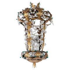 Retro Gilt Metal and Crystal Lantern Style Pendant