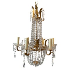 Gilt Metal And Crystal Regency Style Chandelier