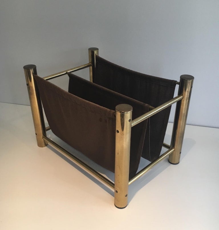 Gilt Metal and Fabric Magazine Rack. French Work. Circa 1970 For Sale ...