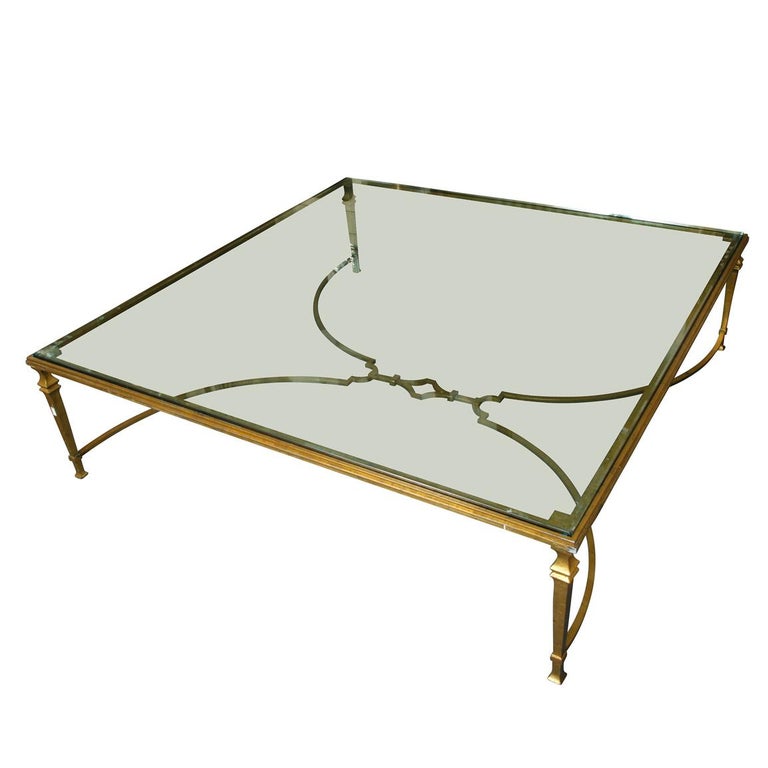 Gilt Metal and Glass Coffee Table at 1stDibs