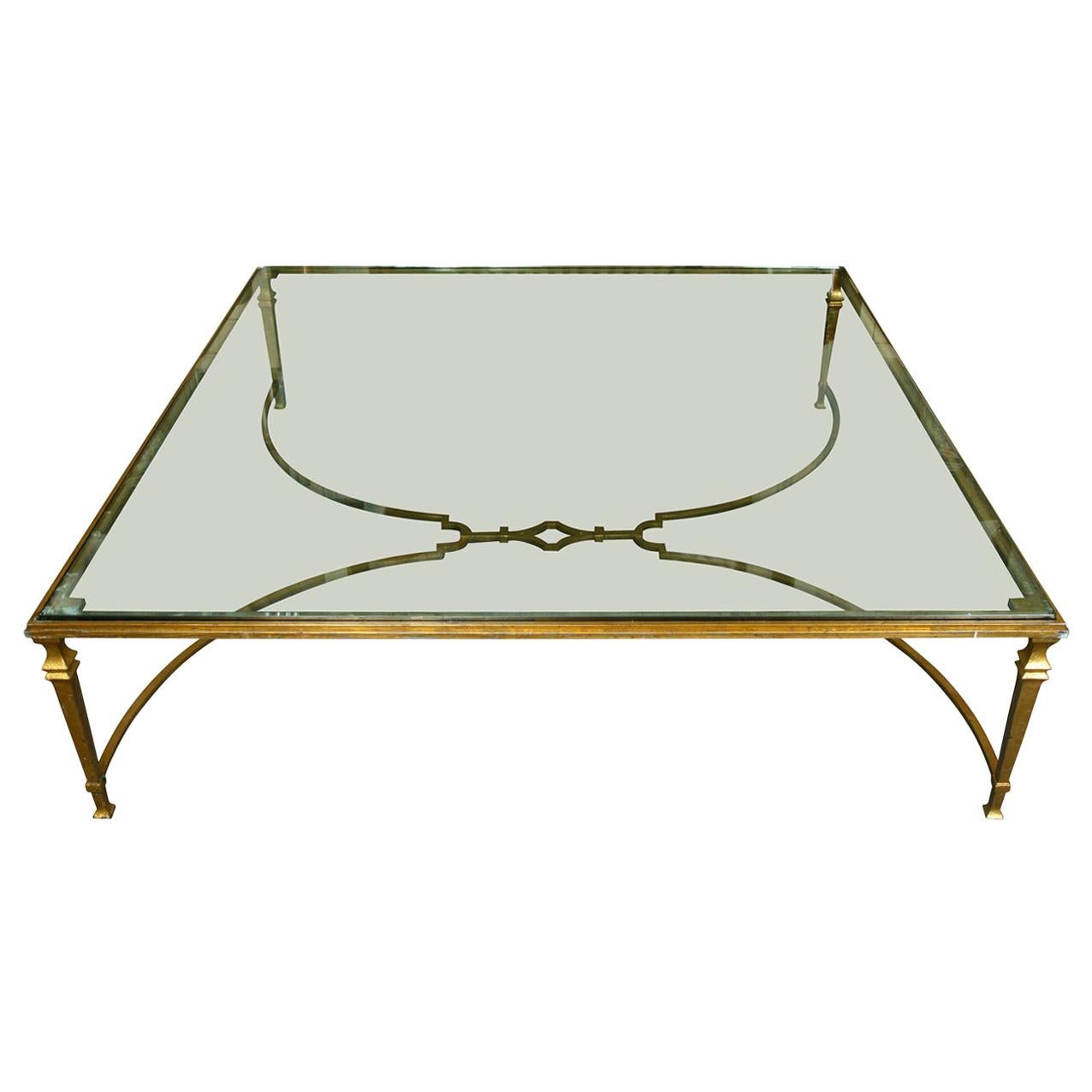 Gilt Metal and Glass Coffee Table at 1stDibs
