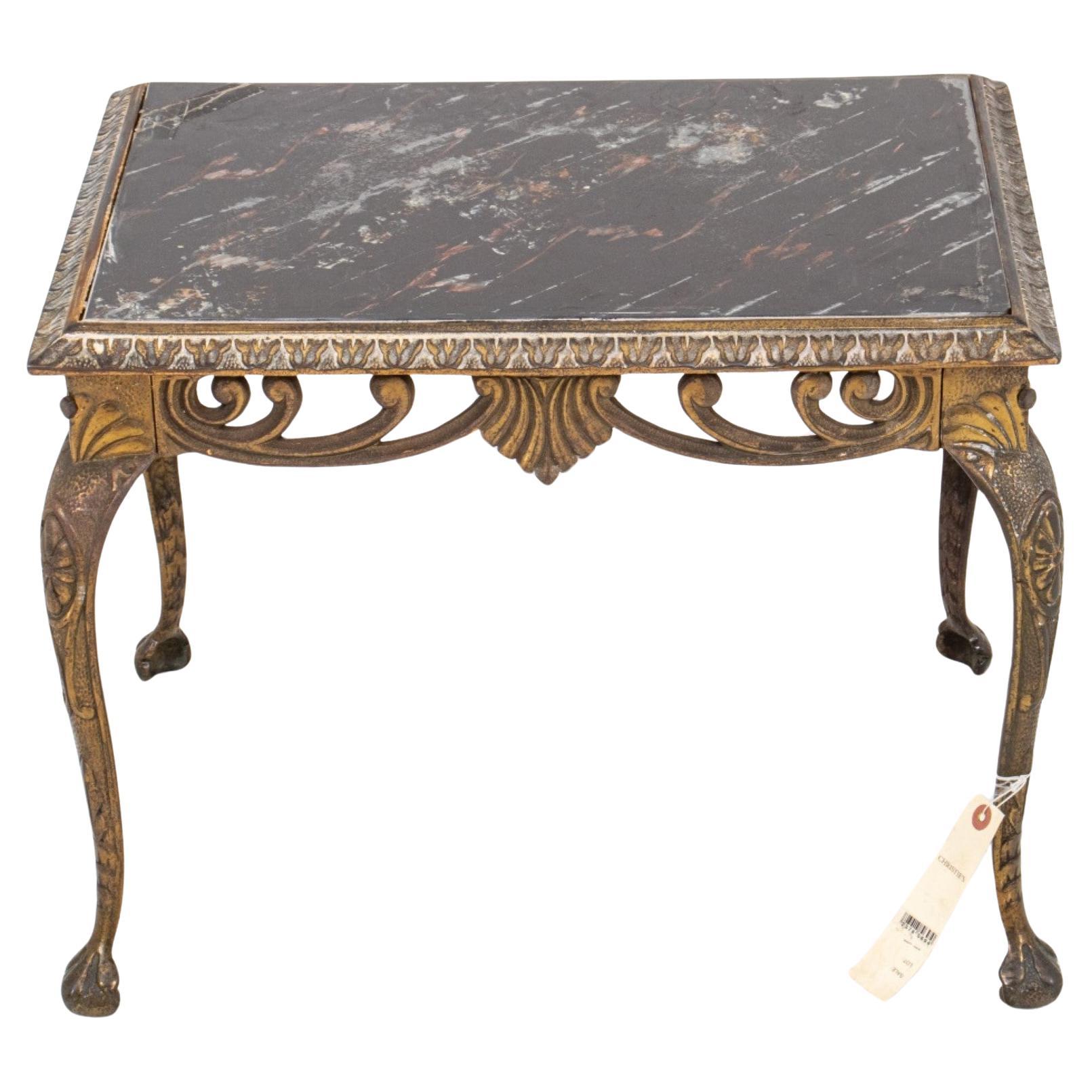 Gilt Metal and Glass Occasional Table For Sale