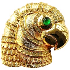 Gilt metal and paste 'parrot's head' brooch, Christian Dior, 1980s