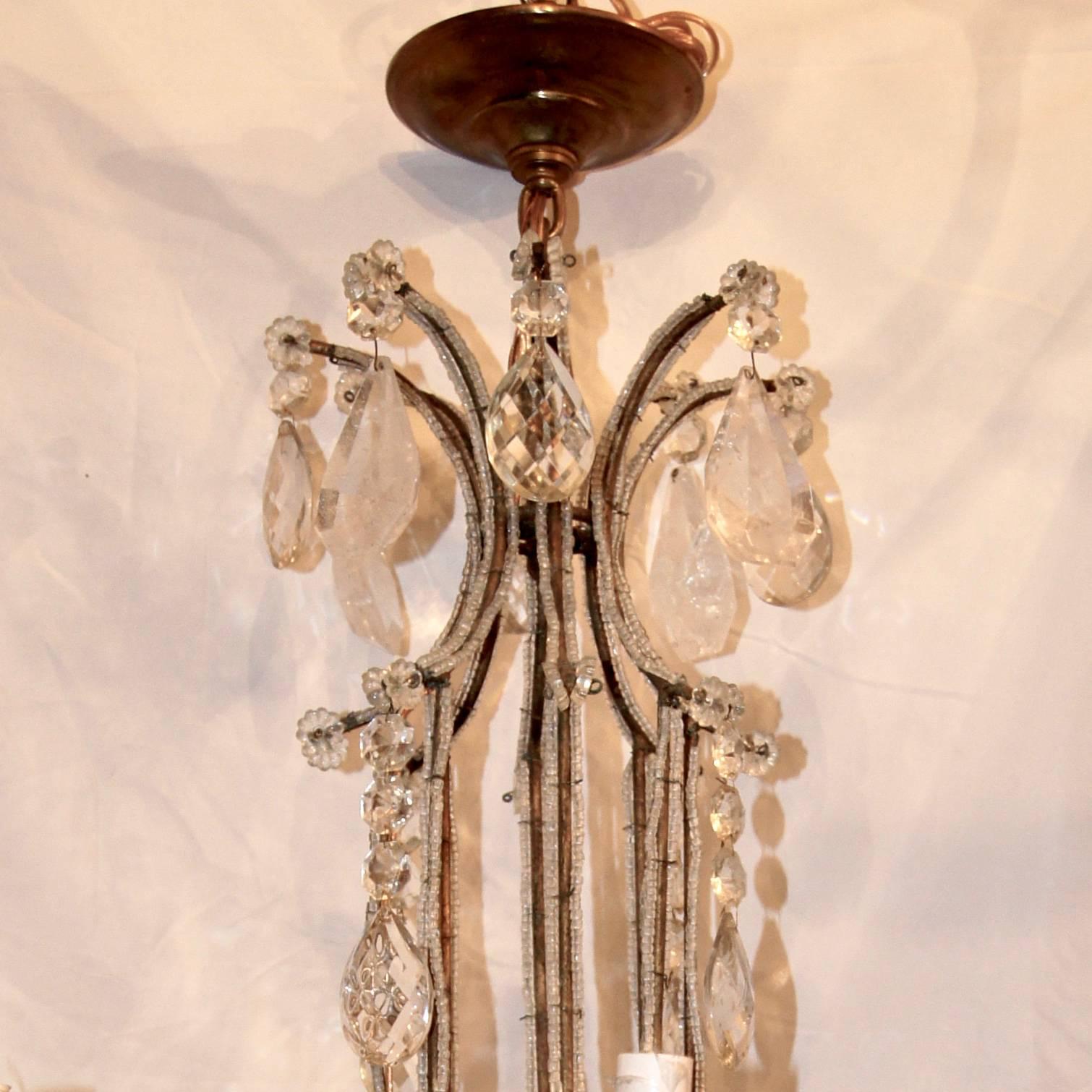 Gilt Metal and Rock Crystal Chandelier 1