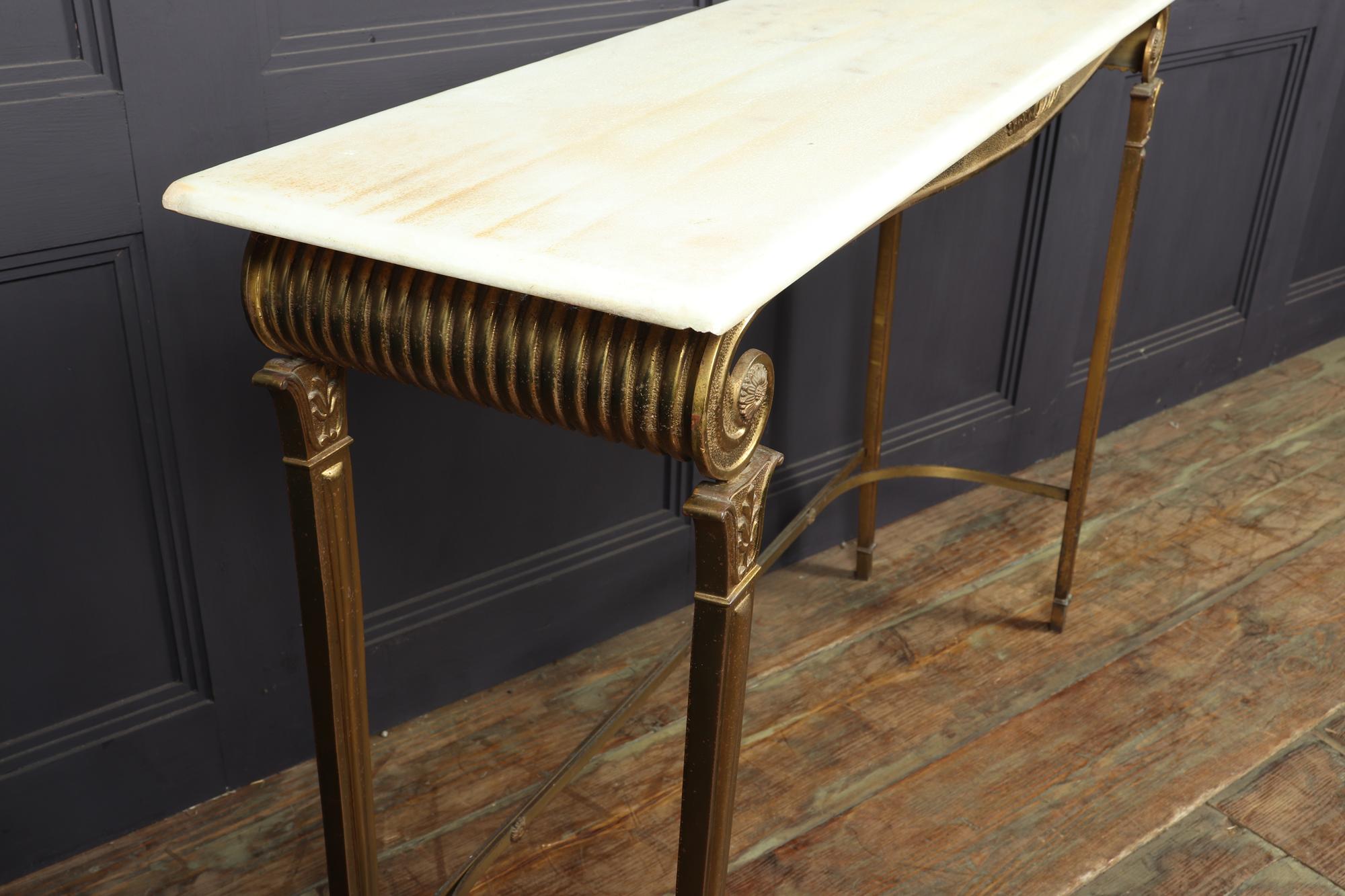 Gilt Metal and White Marble Console Table 3