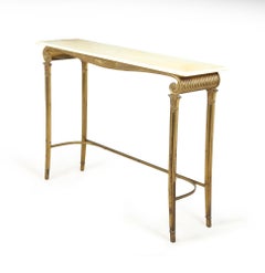 Gilt Metal and White Marble Console Table