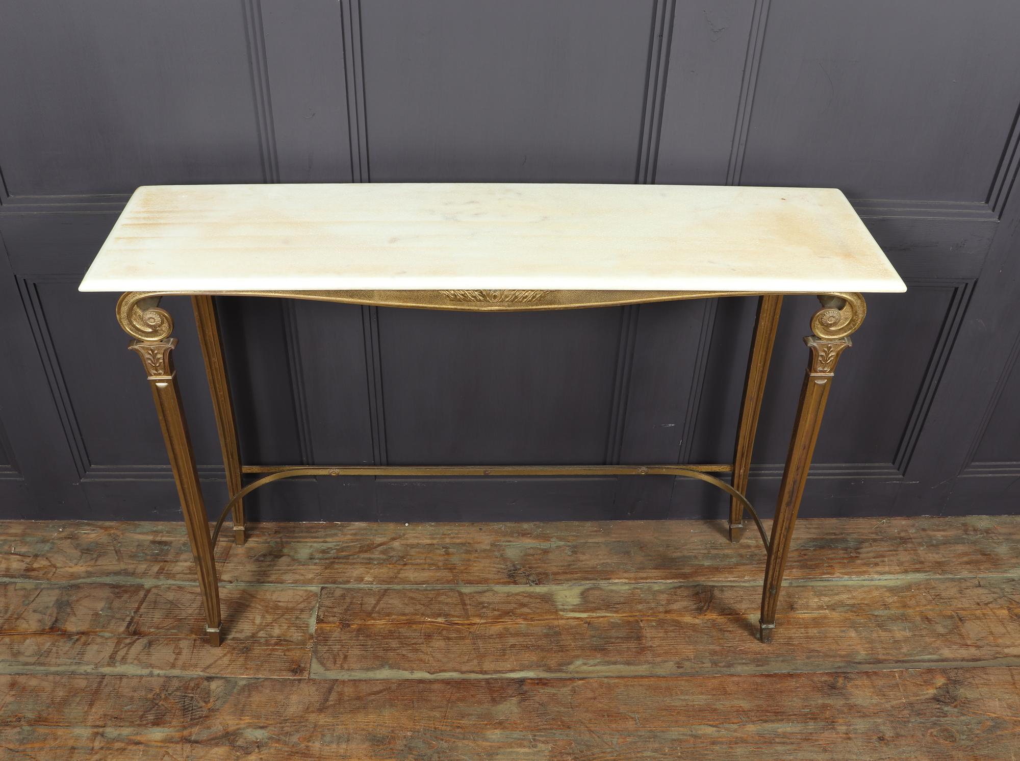 Mid-20th Century Gilt Metal and White Marble Console Table