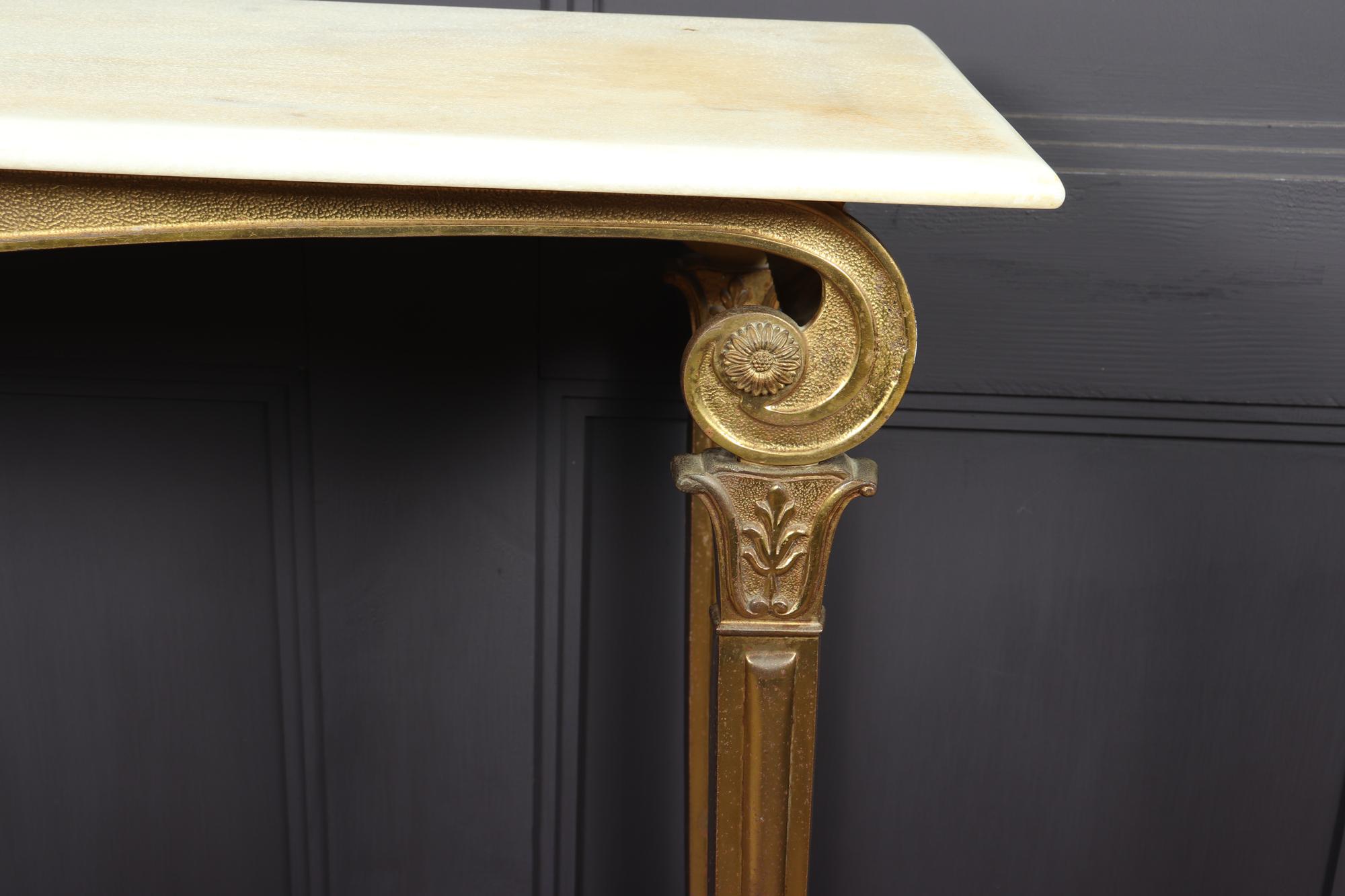 Iron Gilt Metal and White Marble Console Table