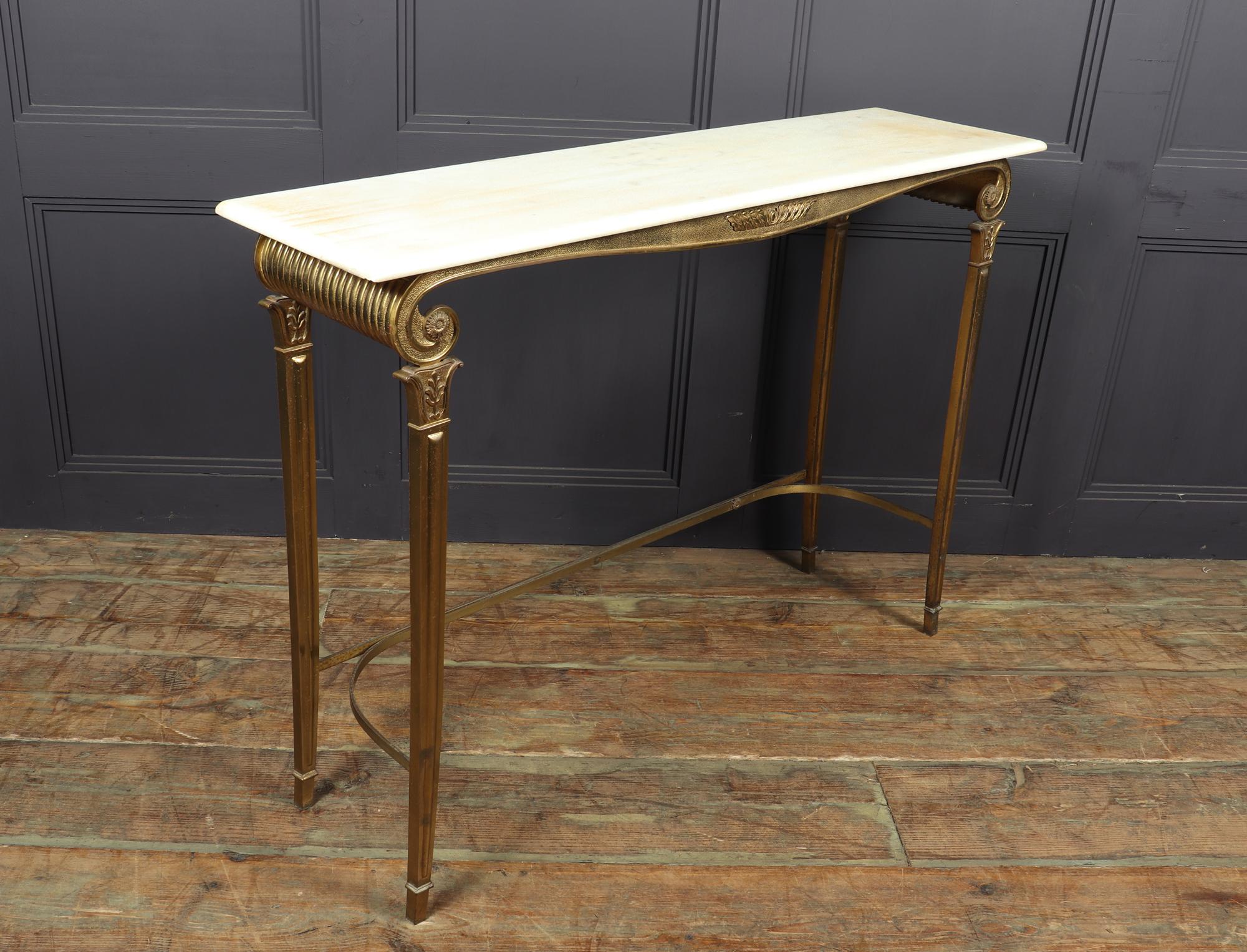 Gilt Metal and White Marble Console Table 2