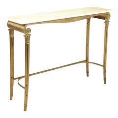 Gilt Metal and White Marble Console Table