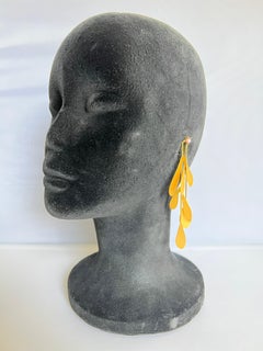 Gilt Metal Artisan Leaf Drop Earrings