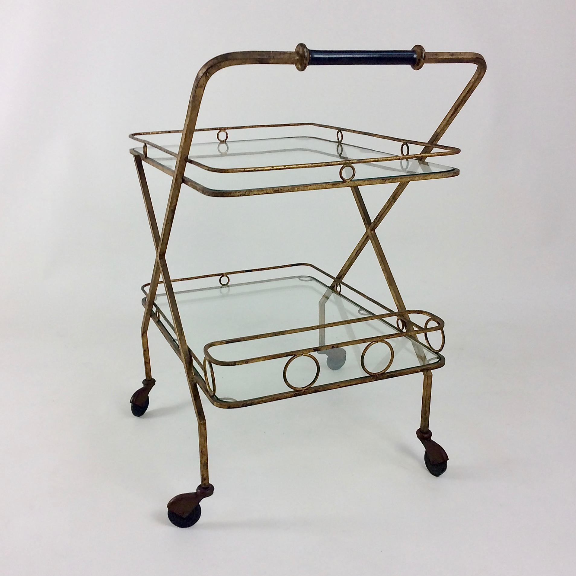 Gilt Metal Bar Cart, circa 1960 For Sale 4