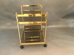 Italian 1970s Gilt Metal and Glass Drinks Trolley/Bar Cart by Orsenigo