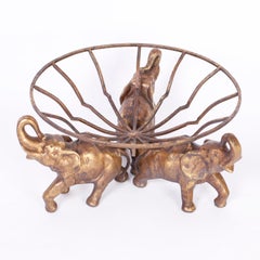 Gilt Metal Bowl with Elephants