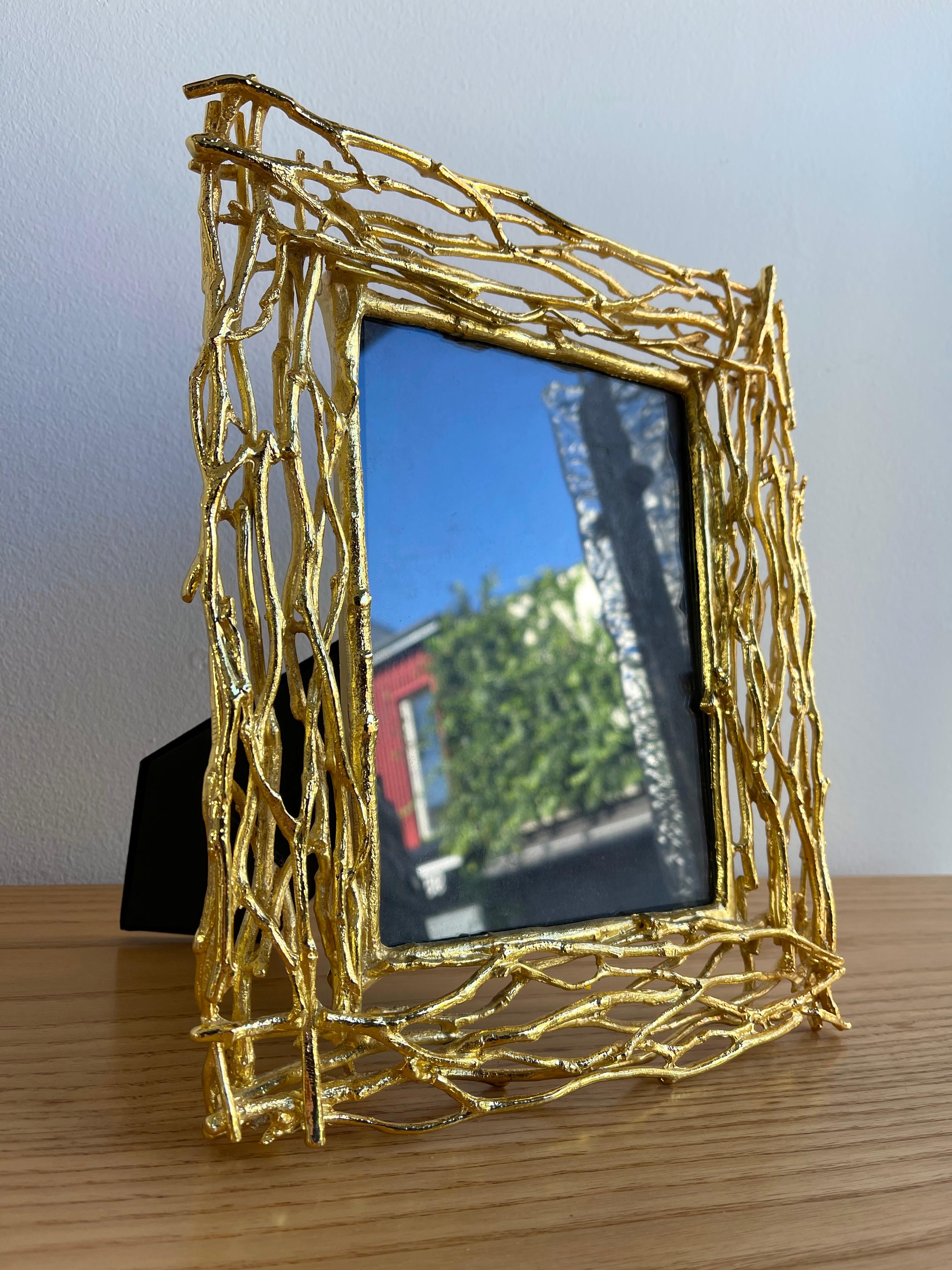 Gilt Metal Branch Picture Frame, Italy, 1970s 3