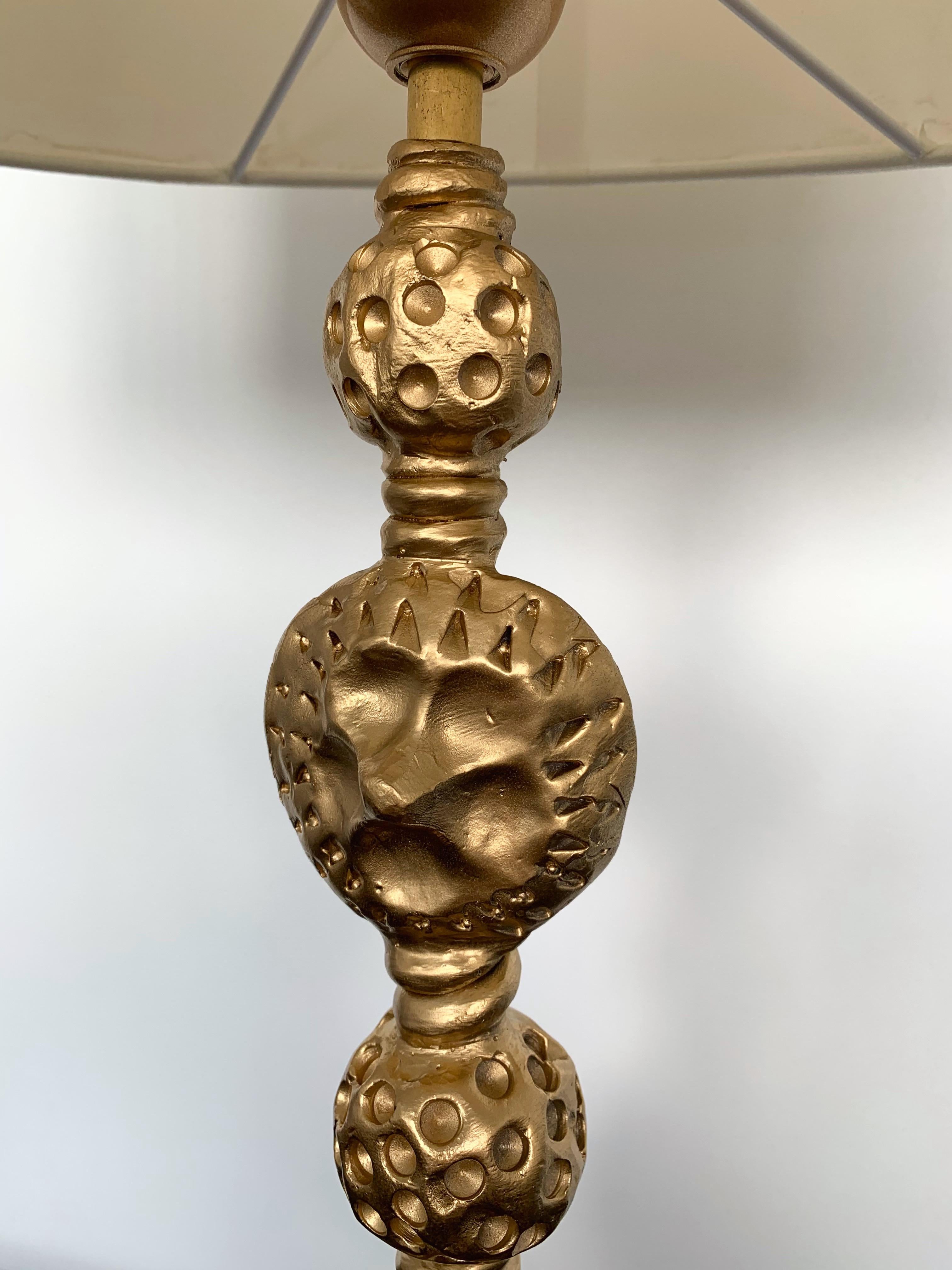 Contemporary Gilt Metal Bronze Lamp by Mathias for Fondica, France, 2000s For Sale