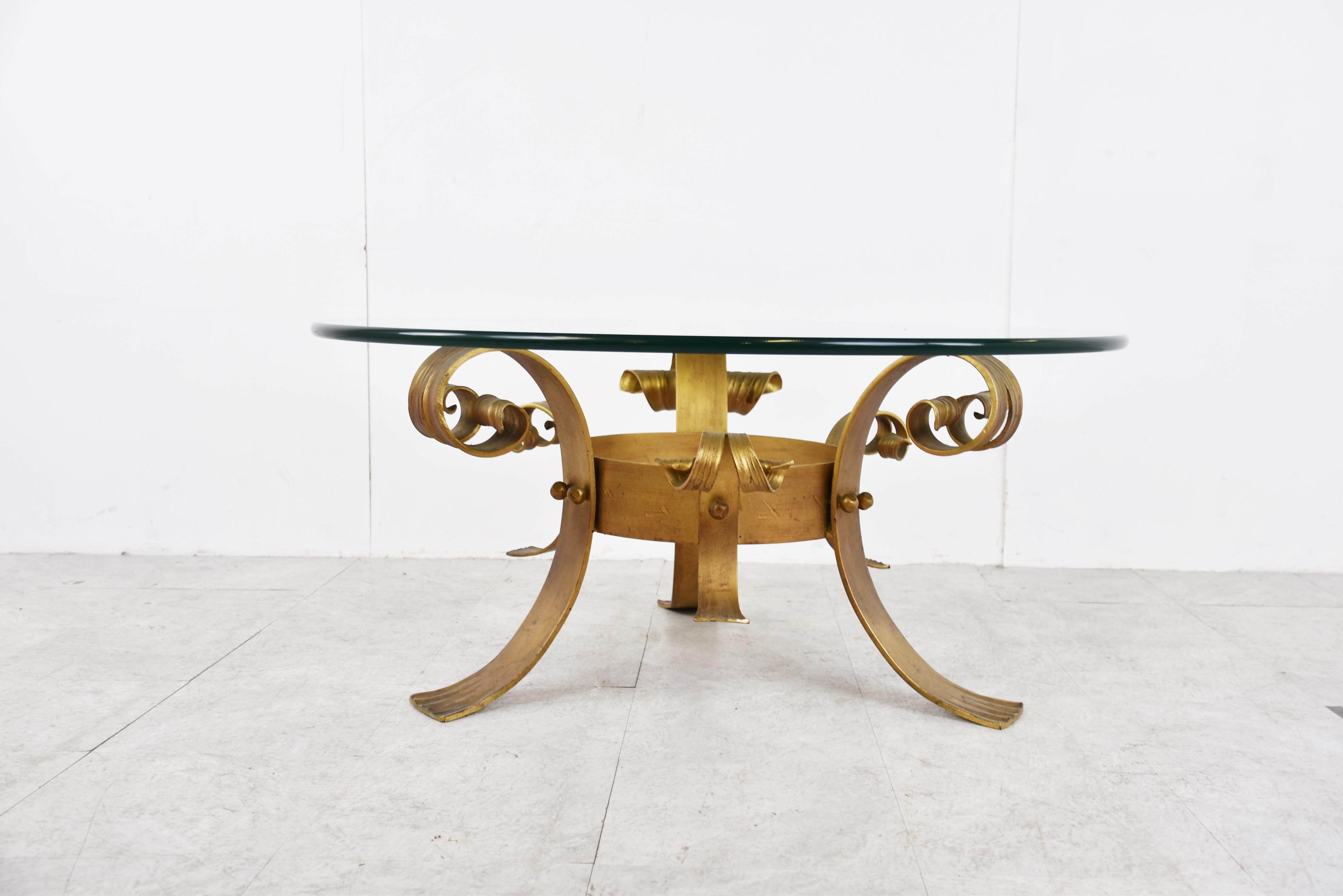 Gilt Metal Brutalist Coffee Table, 1960s In Good Condition For Sale In HEVERLEE, BE