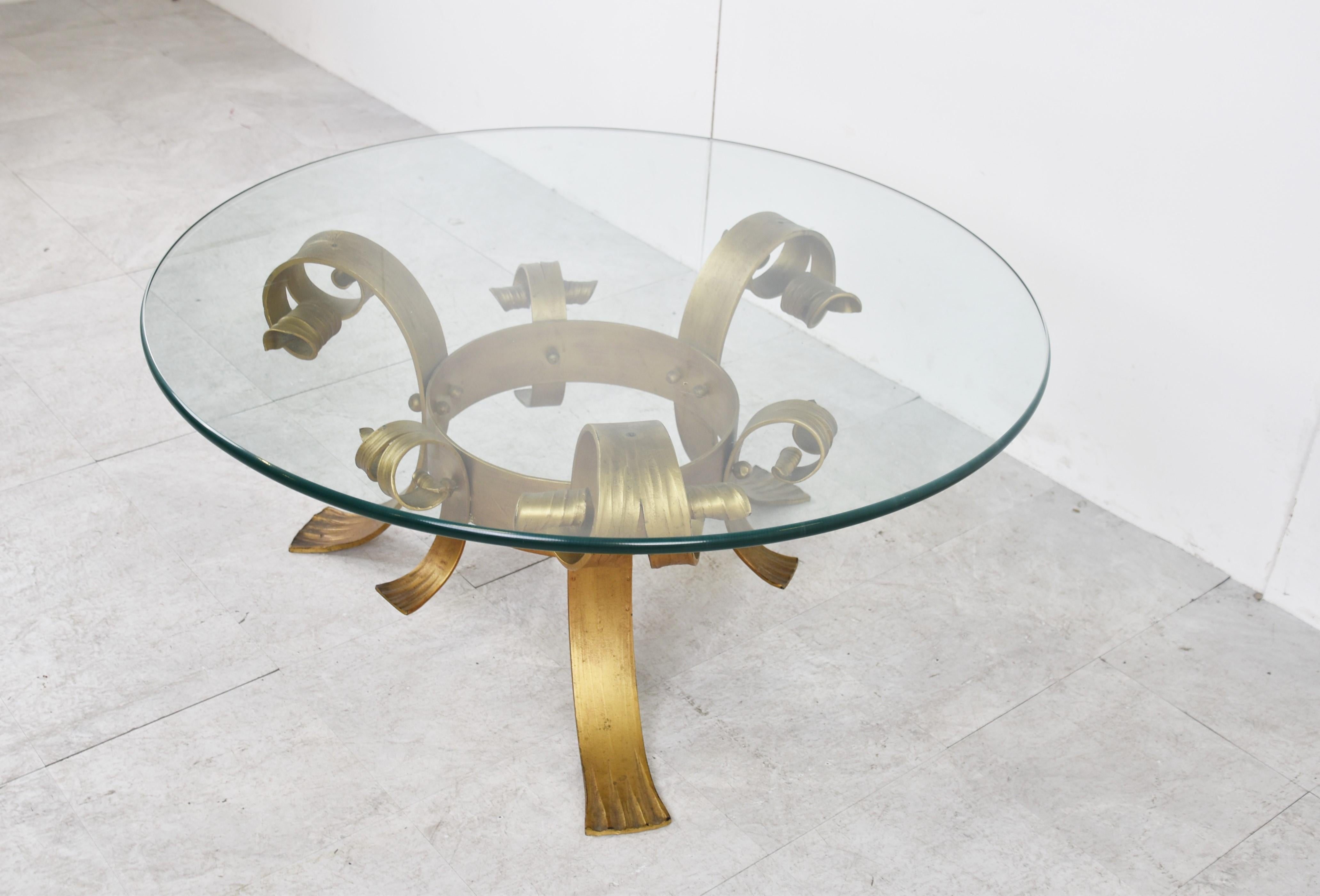 Gilt Metal Brutalist Coffee Table, 1960s For Sale 2