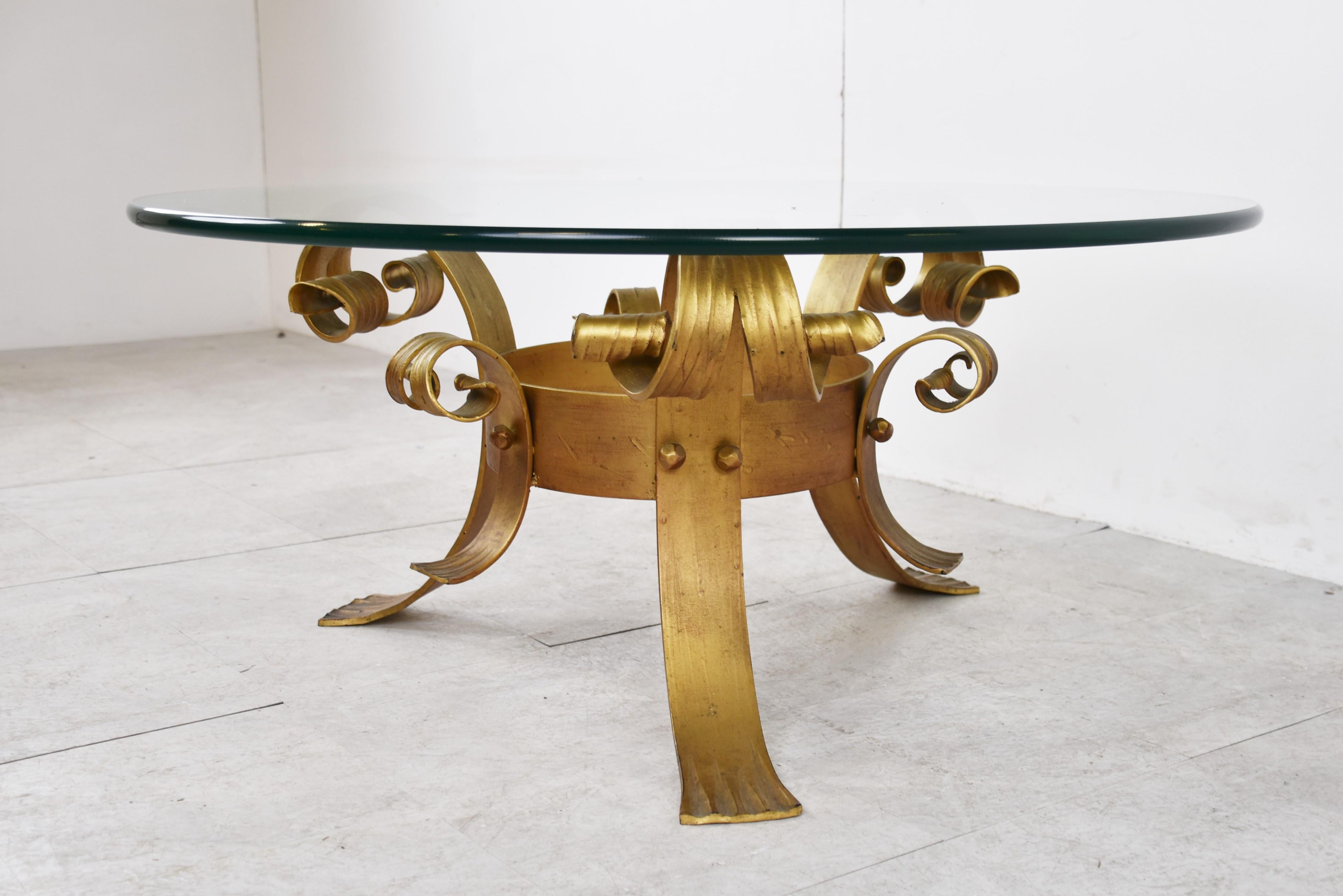 Gilt Metal Brutalist Coffee Table, 1960s For Sale 3