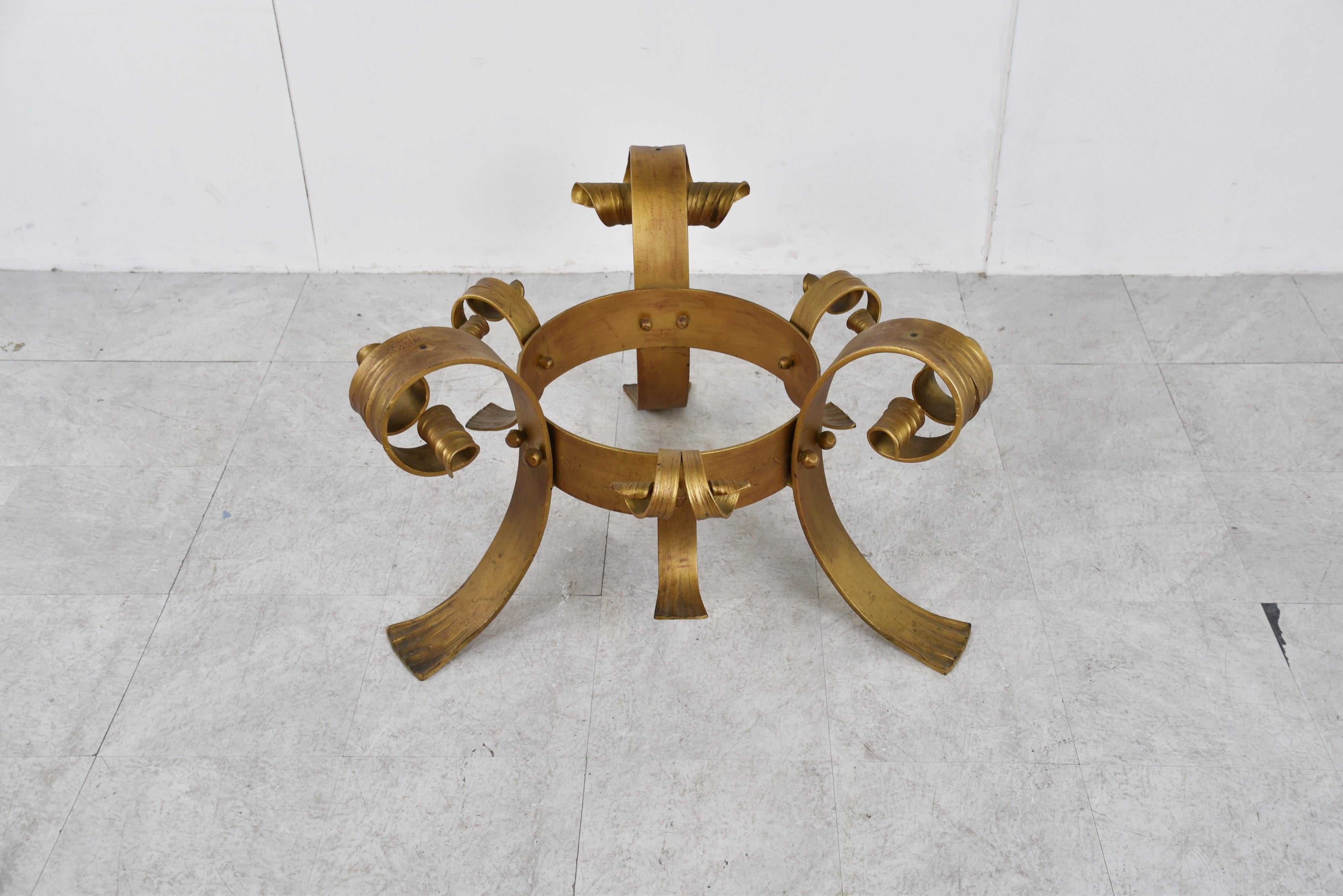 Gilt Metal Brutalist Coffee Table, 1960s For Sale 4