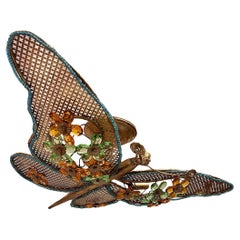 Gilt Metal Butterfly Light Fixture