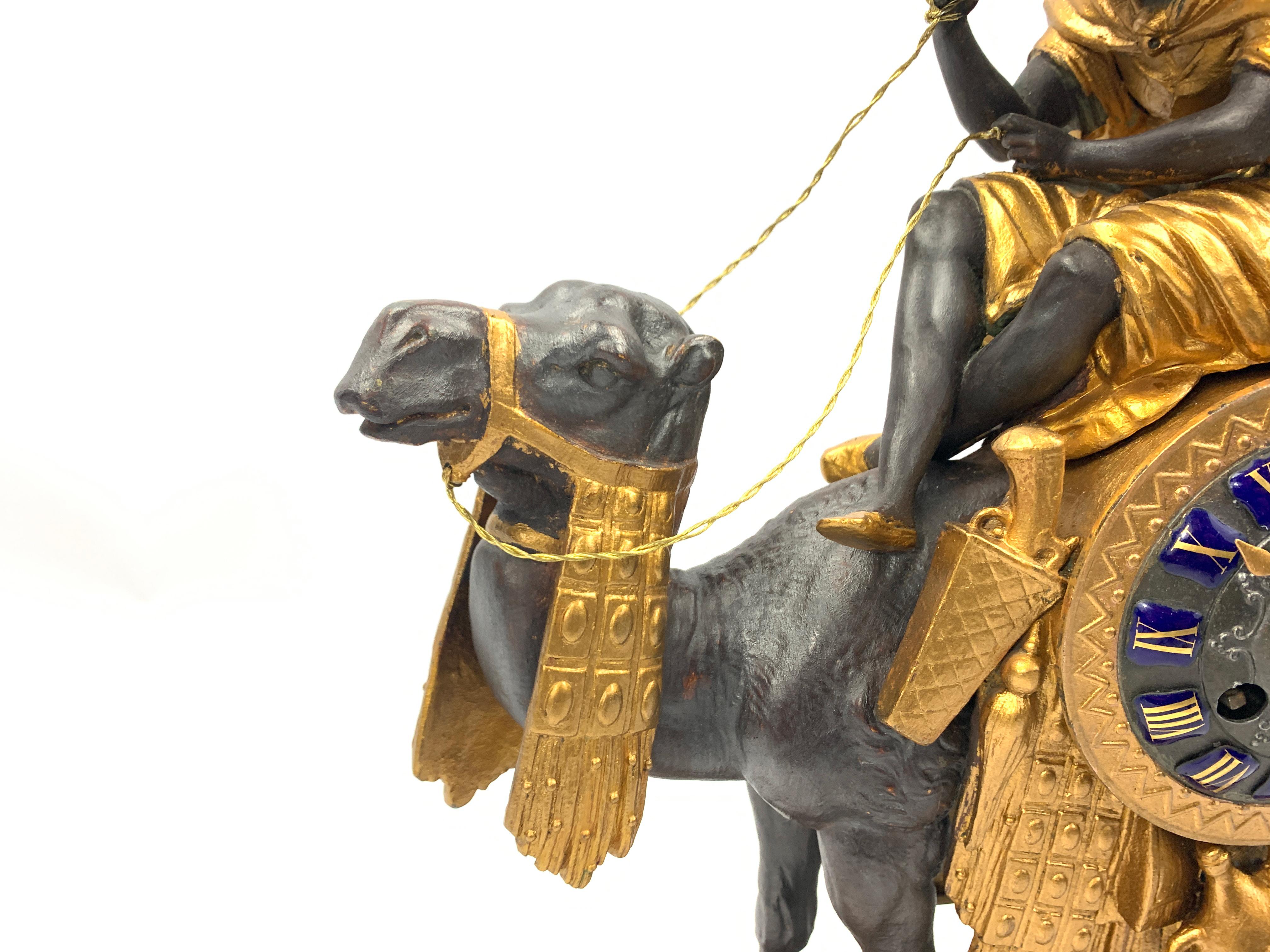 Gilt Metal Camel and Arab Rider Figural Mantle Clock, French, 19th Century 1