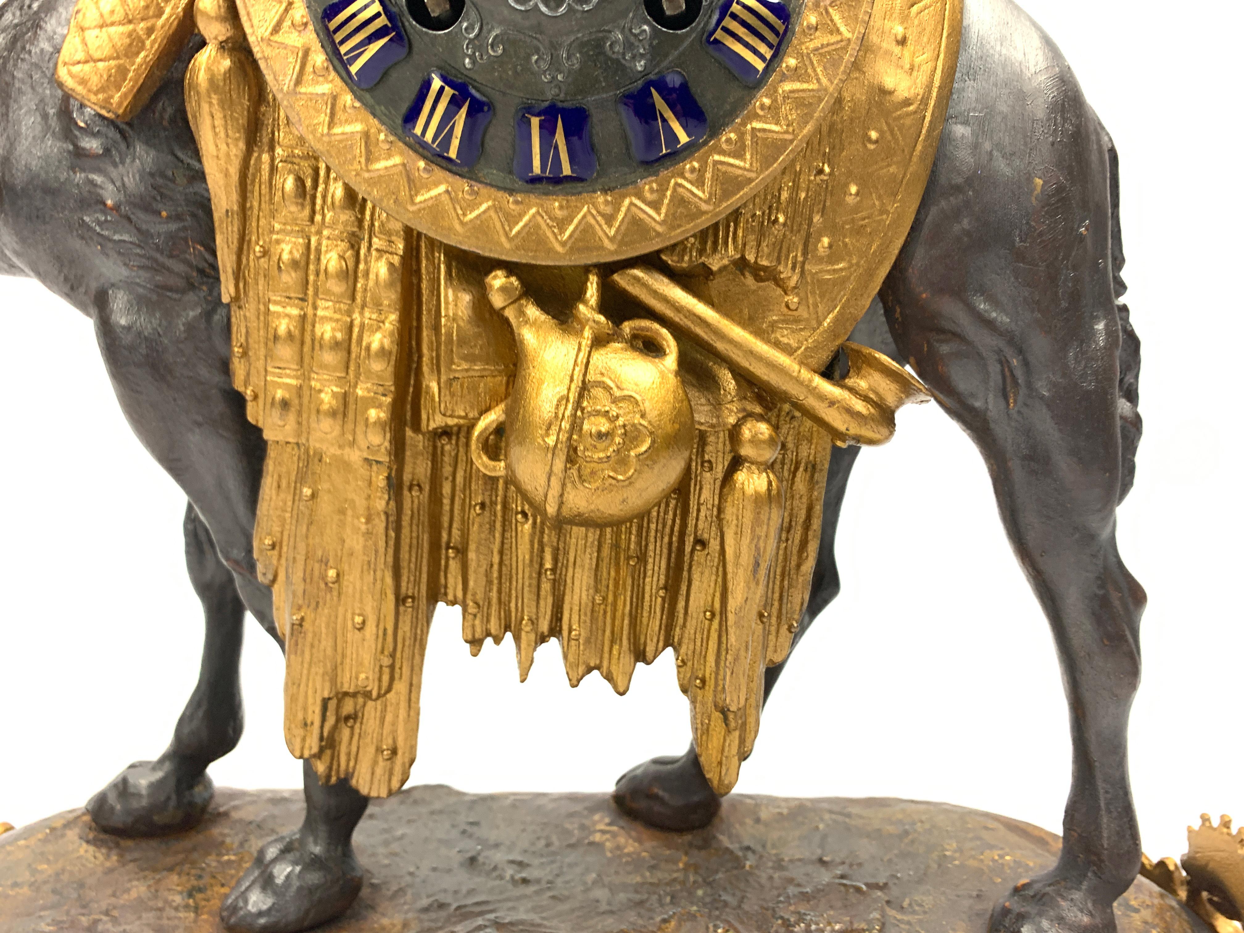 Gilt Metal Camel and Arab Rider Figural Mantle Clock, French, 19th Century 3