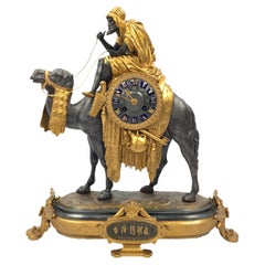 Antique Gilt Metal Camel and Arab Rider Figural Mantle Clock, French, 19th Century