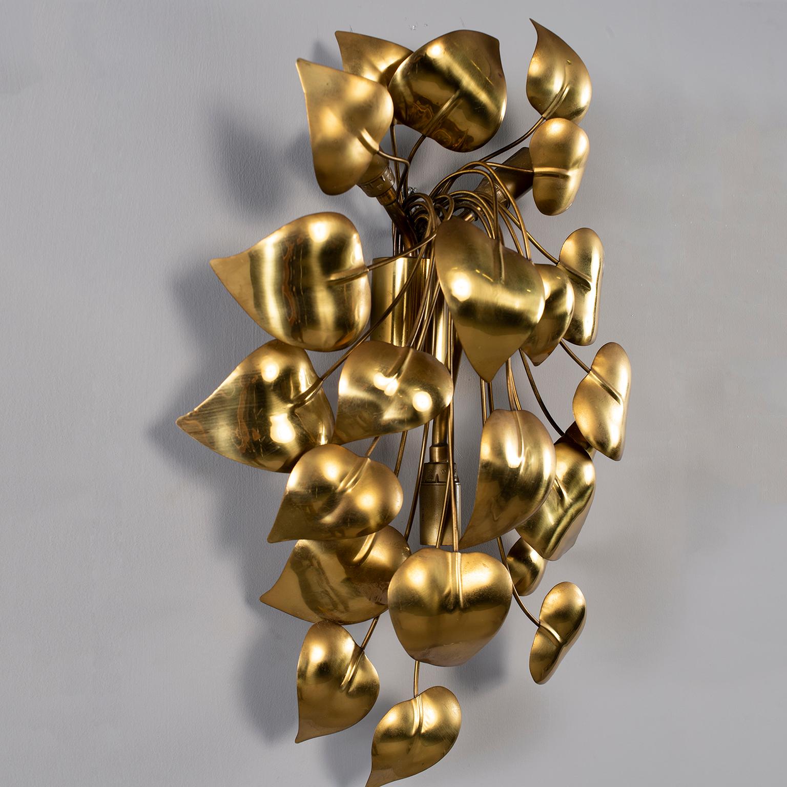 Gilt Metal Cascading Leaves Fixture Attributed to Maison Jansen For Sale 2