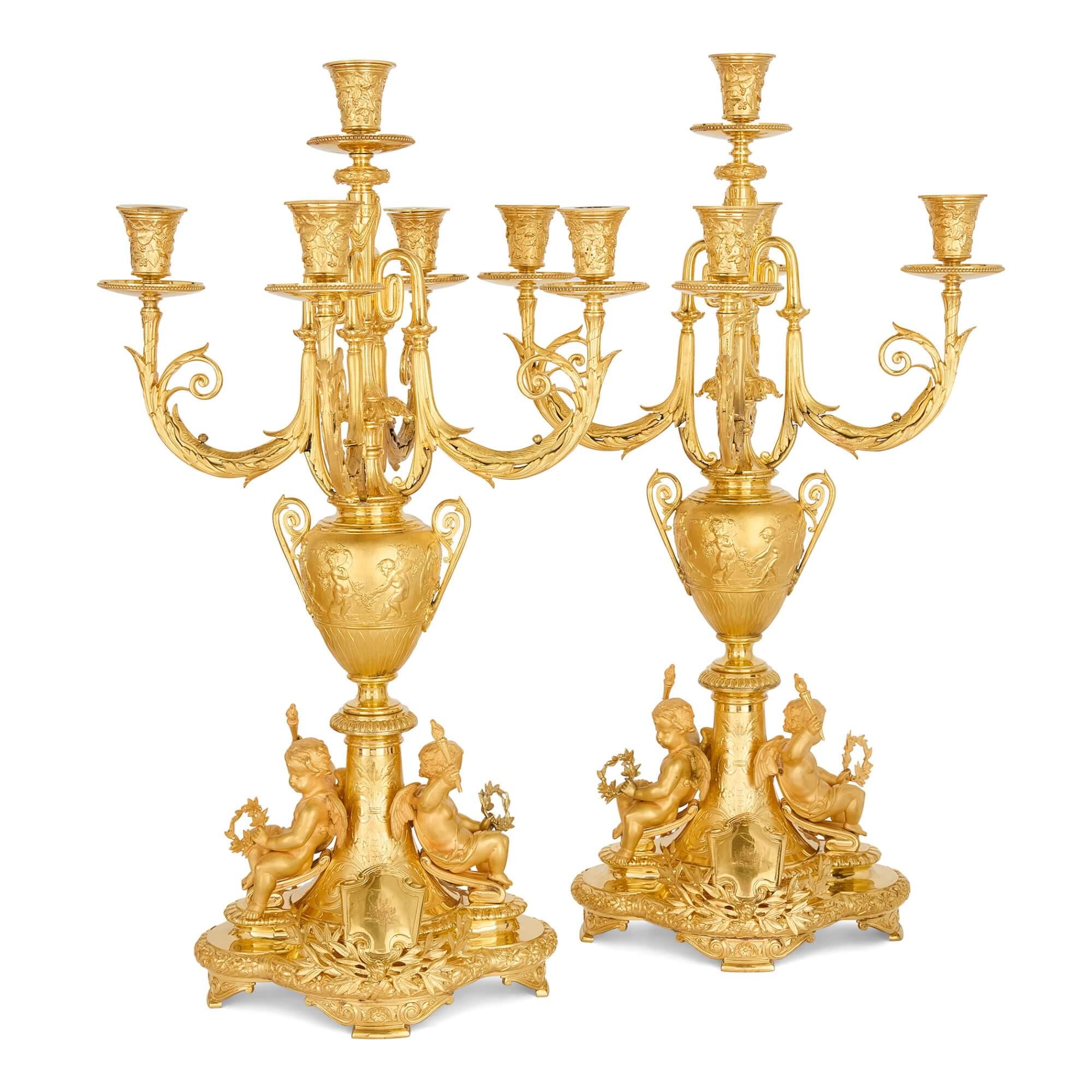 19th Century Gilt Metal Centrepiece Suite for the Duke of Sparta by Elkington & Co. For Sale