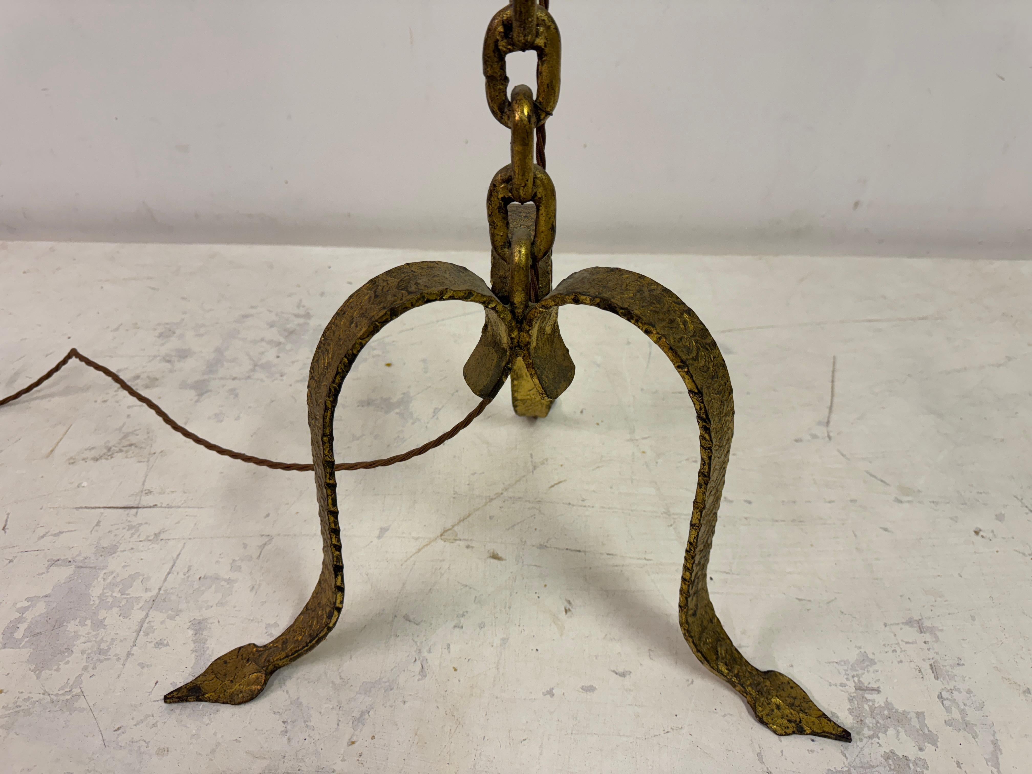 Gilt Metal Chain Link Floor Lamp in the style of Franz West For Sale 4