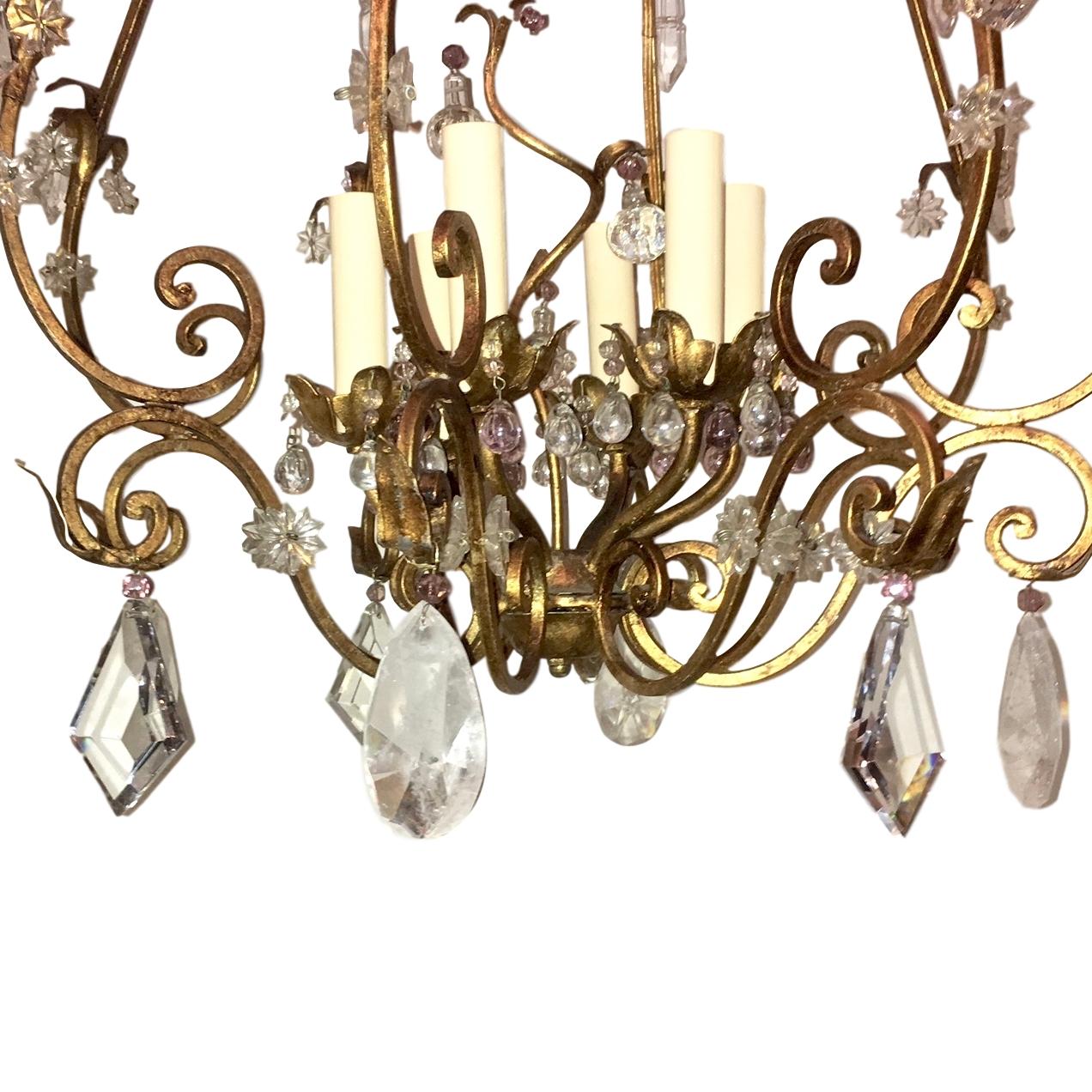 Early 20th Century Gilt Metal Chandelier For Sale