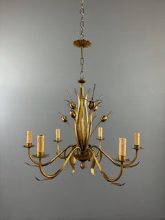 Gilt Metal Chandelier, Italian Design, Six Lights, Circa 1950, 63cm