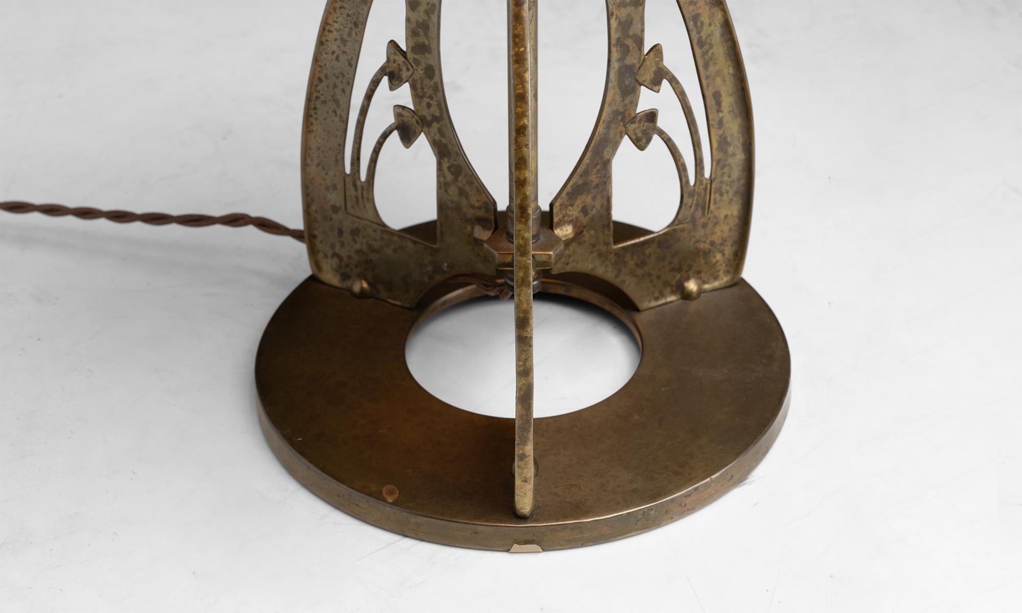 Gilt Metal & Chunk Glass Table Lamp, Austria circa 1915 2